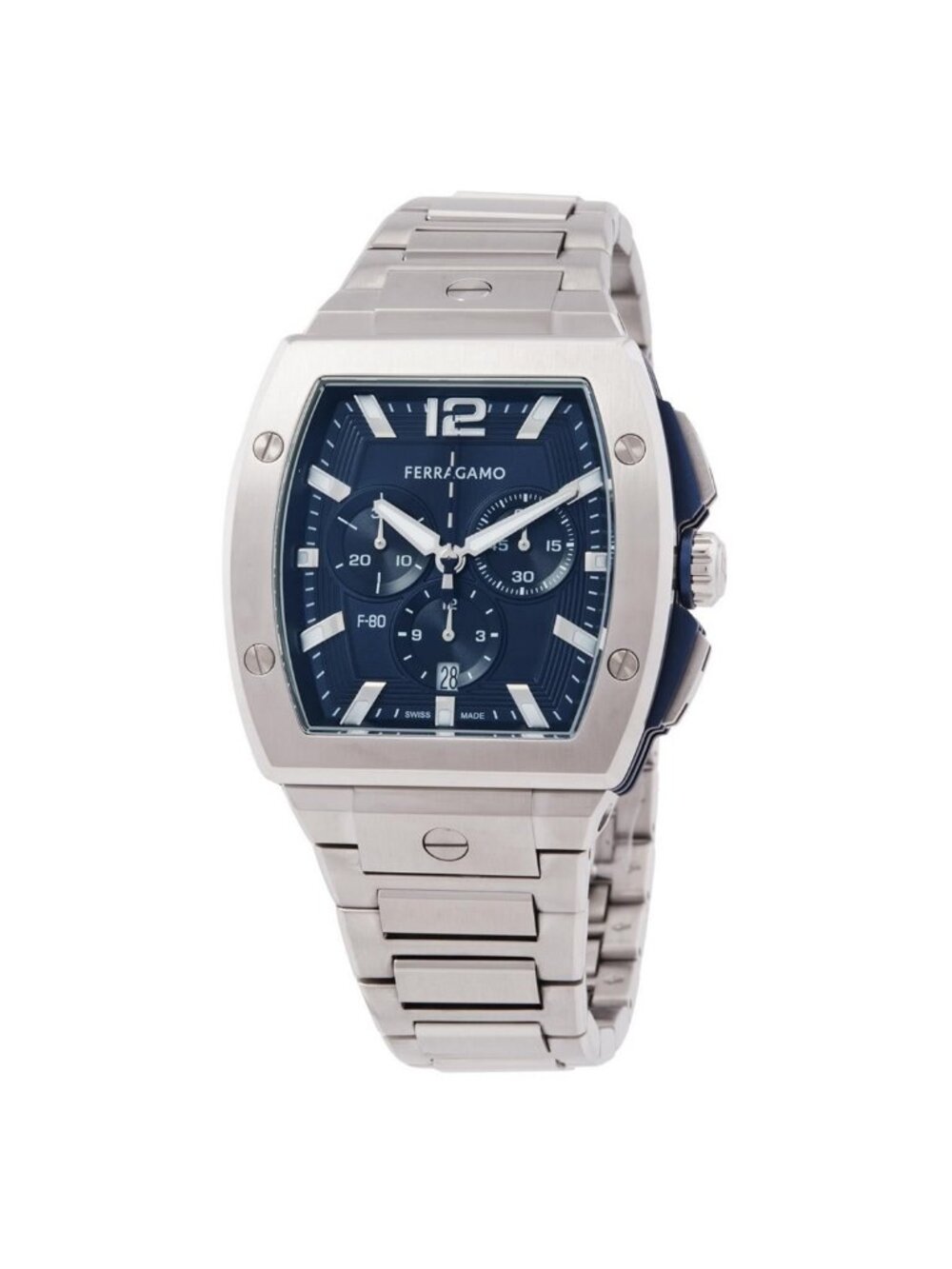 NWT Ferragamo F-80 Chronograph Quartz Blue Dial Men's Watch